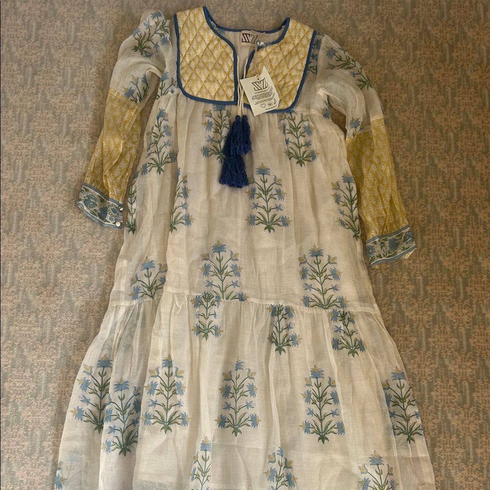 NWT Floral Long Sleeve Dress with Tassel (sheer cover up)